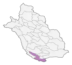 Location of Lamerd County in Fars province