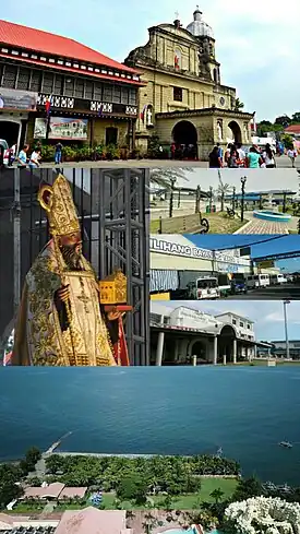 (From top, left to right): Diocesan Shrine of Saint Augustine, Saint Augustine of Hippo (Patron saint of the town), Plaza de San Agustin, Public Market, Tanza Municipal Hall, Tanza Oasis.