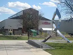 Lansing City Market and sculpture 'Inspiration' from the north