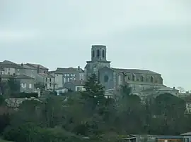 The church and surrounding buildings in Laplume