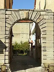 The entrance portal of the remains of the castle of Laragne