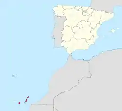 Map of Spain with Las Palmas highlighted