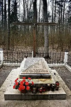 Memorial at the site of German massacres of around 400 Poles and Jews in Pniewo