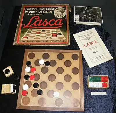 Original set for Lasca, booklet with description of rules and box