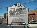 Laurel Railroad Station Historic Marker in December 2008