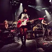 Andino performing live with L.A. Witch.