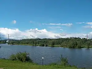 View form Elbe: left is NPP Krümmel, right is the Research Center.