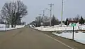 Looking north at LeRoy's welcome sign