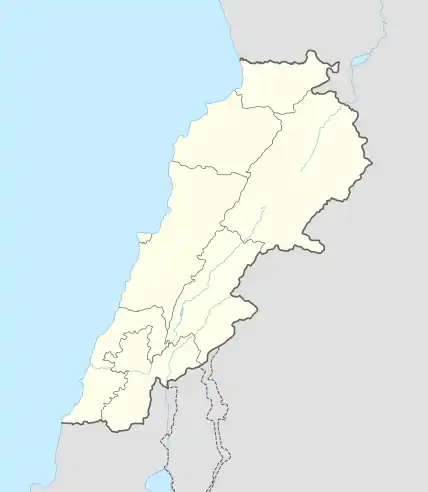 Map showing the location of Khirbet Selm within Lebanon