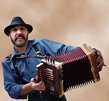 Lee Benoit playing the accordion