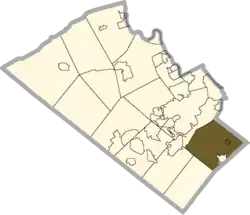 Location of Upper Saucon Township in Lehigh County, Pennsylvania