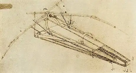 Design for a flying machine (c.1488) by da Vinci