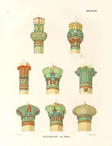 Illustration of various types of capitals, drawn by the egyptologist Karl Richard Lepsius