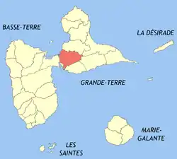 Location of the commune (in red) within Guadeloupe