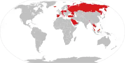 Image 17A map of nations which have Lèse-majesté laws as of September 2022 (from Freedom of speech by country)