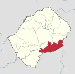 Map of Lesotho with the district highlighted