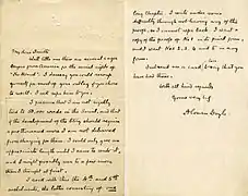 A letter from Arthur Conan Doyle about his 1902 novel The Hound of the Baskervilles.