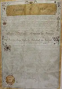 A letter sent from the King of France, Louis-Philippe to Maharaja Ranjit Singh. Ranjit Singh is addressed as “Rendjit Sing Bahador – Padichah du Pendjab”.  27 October 1835