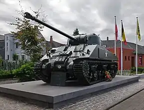 Firefly VC of 1st Polish Armoured Division at the Tielt liberation monument