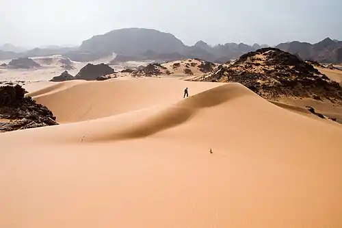 Acacus mountains in western Libya, part of the Sahara