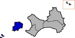 Lieyu Township (blue) in Kinmen County (grey)