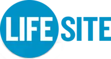 Logo text reads "LifeSite". "Life" is in white block caps over a turquoise circle, "site" is in turquoise block caps beside the circle.