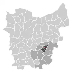 Localisation of Ottergem in the community of Erpe-Mere in the arrondissement of Aalst in the province of East-Flanders.