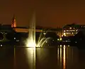 View of the fountain at night