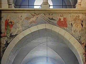 Early modern frescoes above the nave arcade