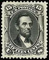 The Lincoln memorial postage stamp of 1866 was issued by the U.S. Post Office exactly one year after Lincoln's death.