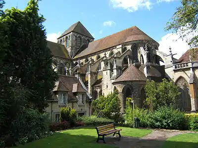 Exterior of Lisieux Cathedral, with lantern tower and cheviot