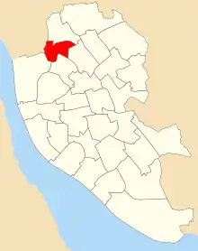 A map of the city of Liverpool showing 2004 council ward boundaries. County ward is highlighted