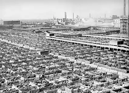 Image 24This 1941 photograph shows the maze of livestock pens and walkways at the Union Stock Yards, Chicago. Image credit: John Vachon, Farm Security Administration (photographer), Darwinek (digital retouching) (from Portal:Illinois/Selected picture)