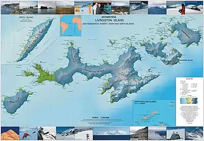 Topographic map of Livingston, Greenwich, Robert, Snow and Smith Islands