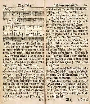 "Lobet den Herren" in Praxis pietatis melica, 1660