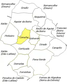 Location of Coruche in Aguiar da Beira Municipality