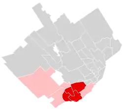 Quebec City map illustrating the location of Sainte Foy