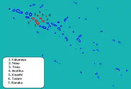 Location (in red) within the Tuamotu Archipelago