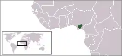 Nri's area of influence (green) with West Africa's modern borders