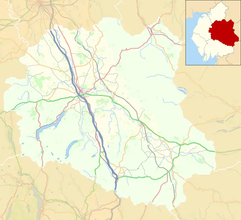 Culgaith railway station is located in the former Eden District