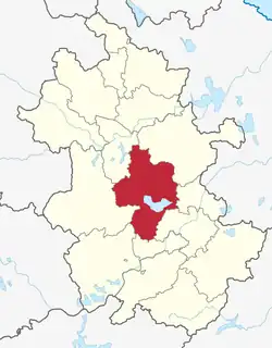 Location of Hefei City jurisdiction in Anhui