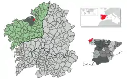 Location of Bergondo within Galicia