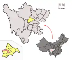 Location of Chongzhou in Sichuan