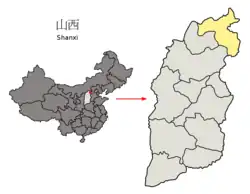 Location of Datong City jurisdiction in Shanxi