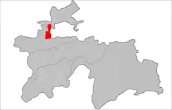 Location of Devashtich District in Tajikistan