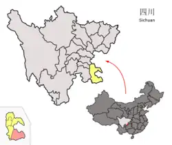 Location of Gulin in Sichuan