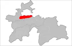 Location of Kuhistoni Mastchoh District in Tajikistan