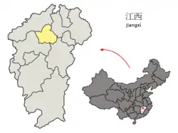 Location of Nanchang City jurisdiction in Jiangxi