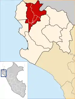 Location of Sullana in the Piura Region