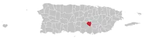 Map of Puerto Rico highlighting Aibonito Municipality